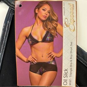 Magic Silk Exposed triangle bra and Boy Short set Queen Size 1X-3X Curvy Girl